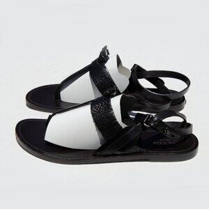 Rag & Bone Black Croco Leather Thong Sandal